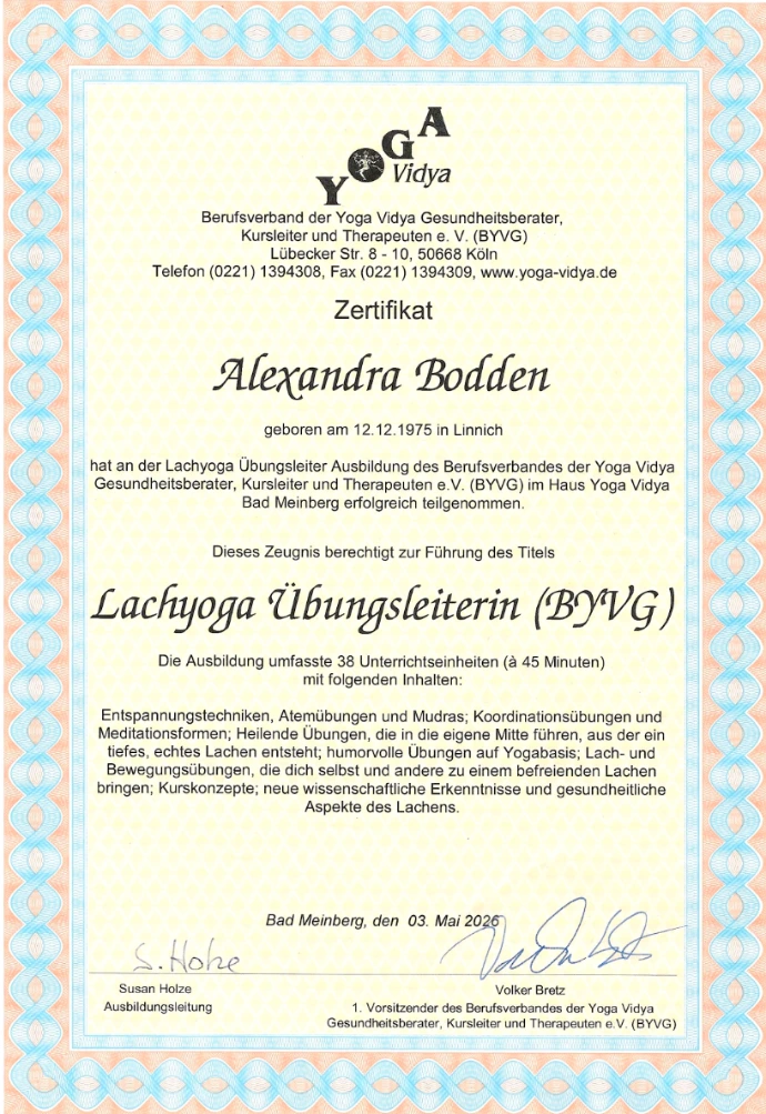 Lachyoga Zertifikat