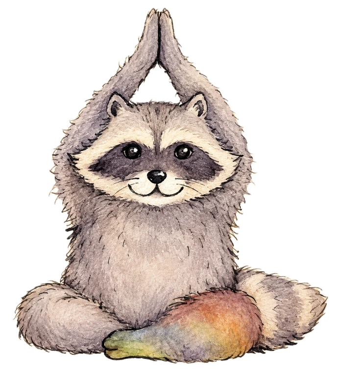 Waschbär Illustration Yoga Position